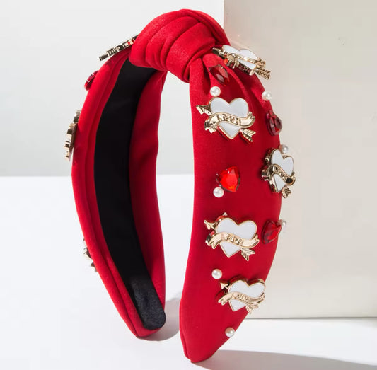 Valentine's Day Knotted Headband - Red